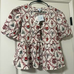 NWT Crown & Ivy Christmas Blouse